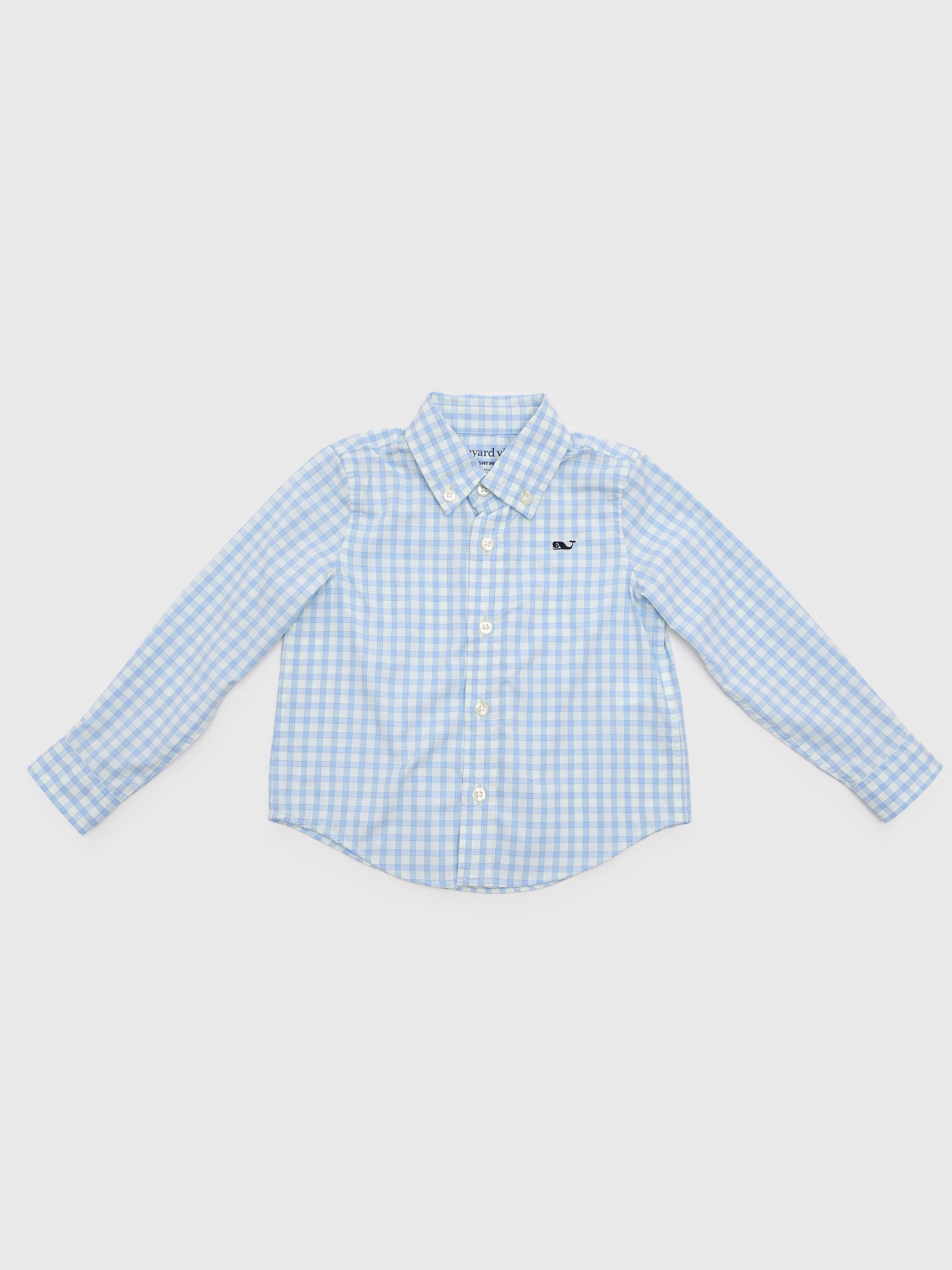 Vineyard Vines Boys' Lemon Shark Gingham Featherweight Performance Shirt - Saint Bernard