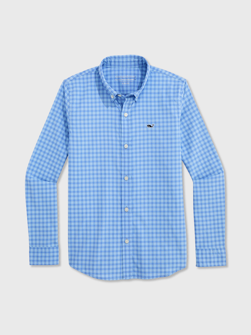 Vineyard Vines Boys' Lemon Shark Gingham Featherweight Performance Shirt - Saint Bernard