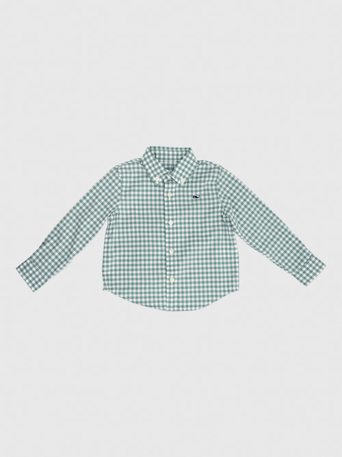 Vineyard Vines Boys' Performance Cotton Skysail Gingham Shirt
