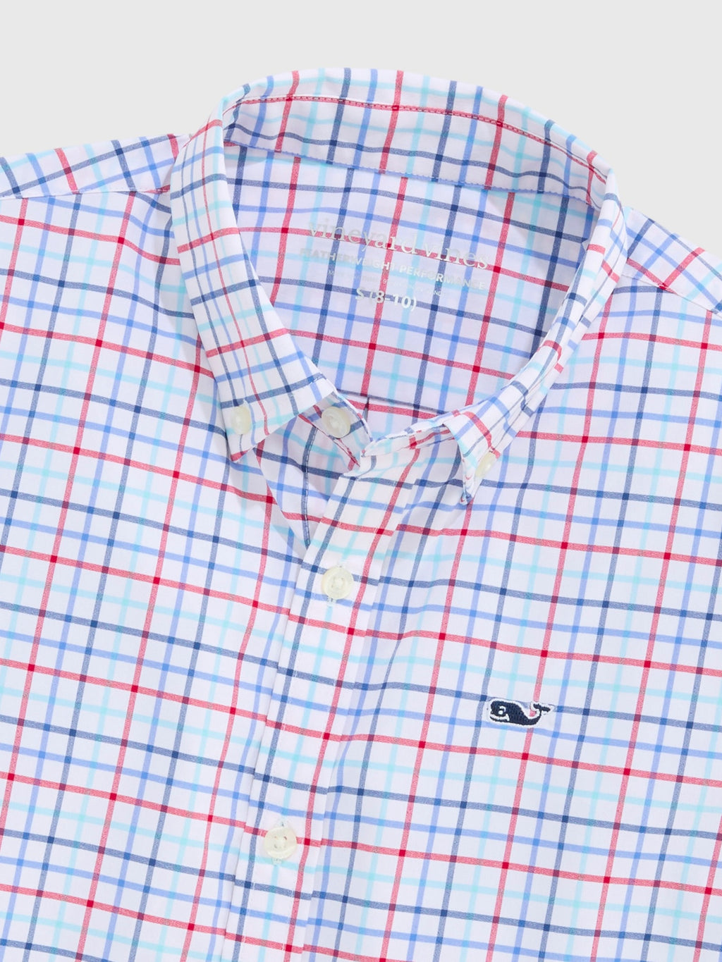 Vineyard Vines Boys' Performance Bomb Pop Tattersall Featherweight Shirt - Saint Bernard