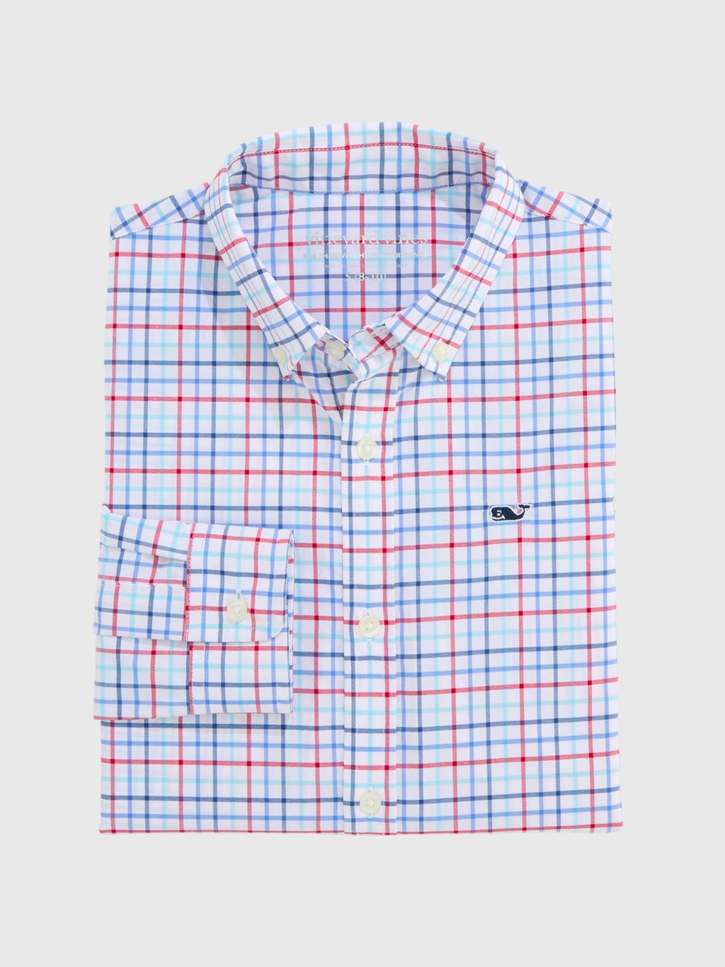 Vineyard Vines Boys' Performance Bomb Pop Tattersall Featherweight Shirt - Saint Bernard