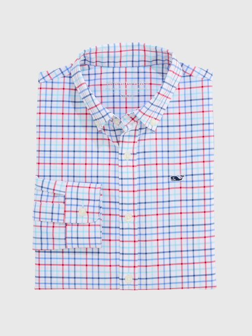 Vineyard Vines Boys' Performance Bomb Pop Tattersall Featherweight Shirt