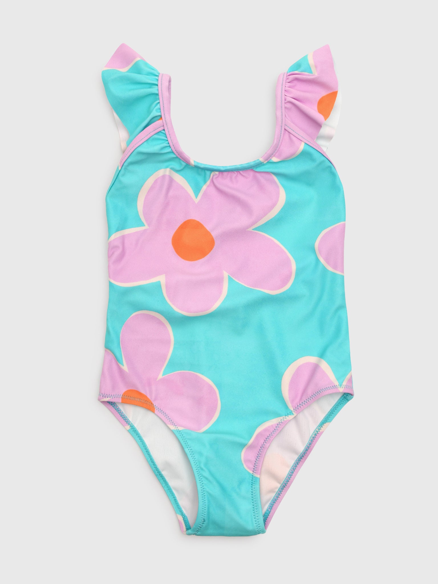 Mayoral Girls' Ruffled Printed Swimsuit - Saint Bernard