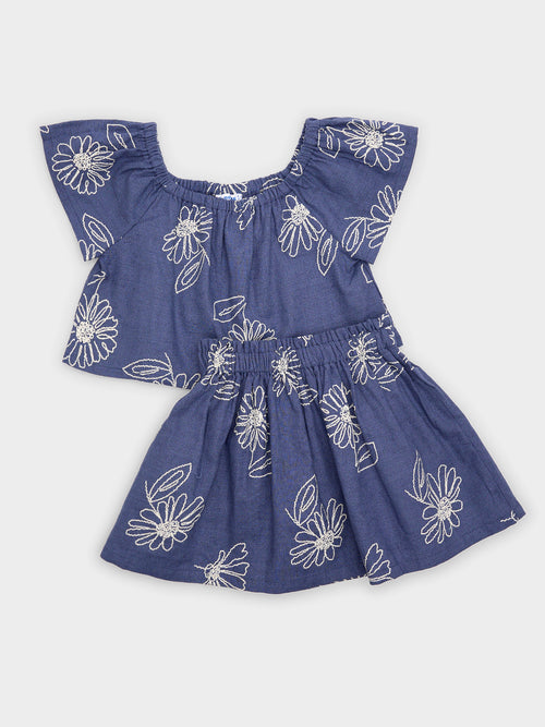 Mayoral Girls' Linen Blouse & Skirt Set