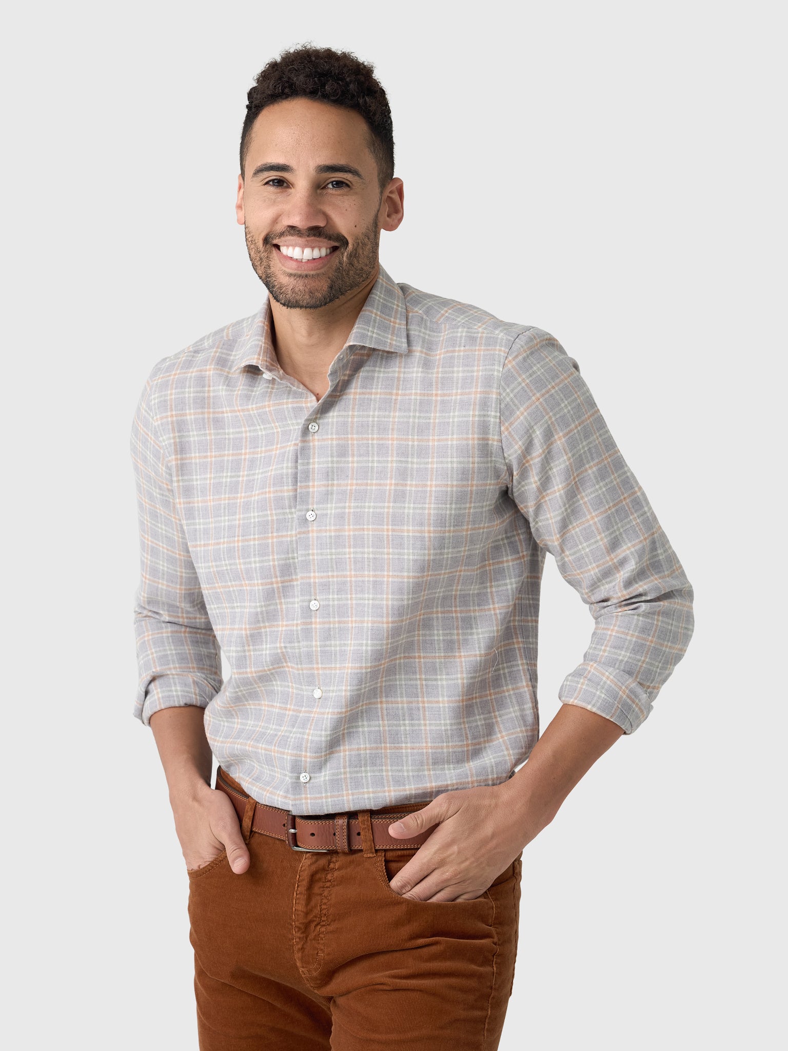 Maria Santangelo Men's Plaid Woven Shirt