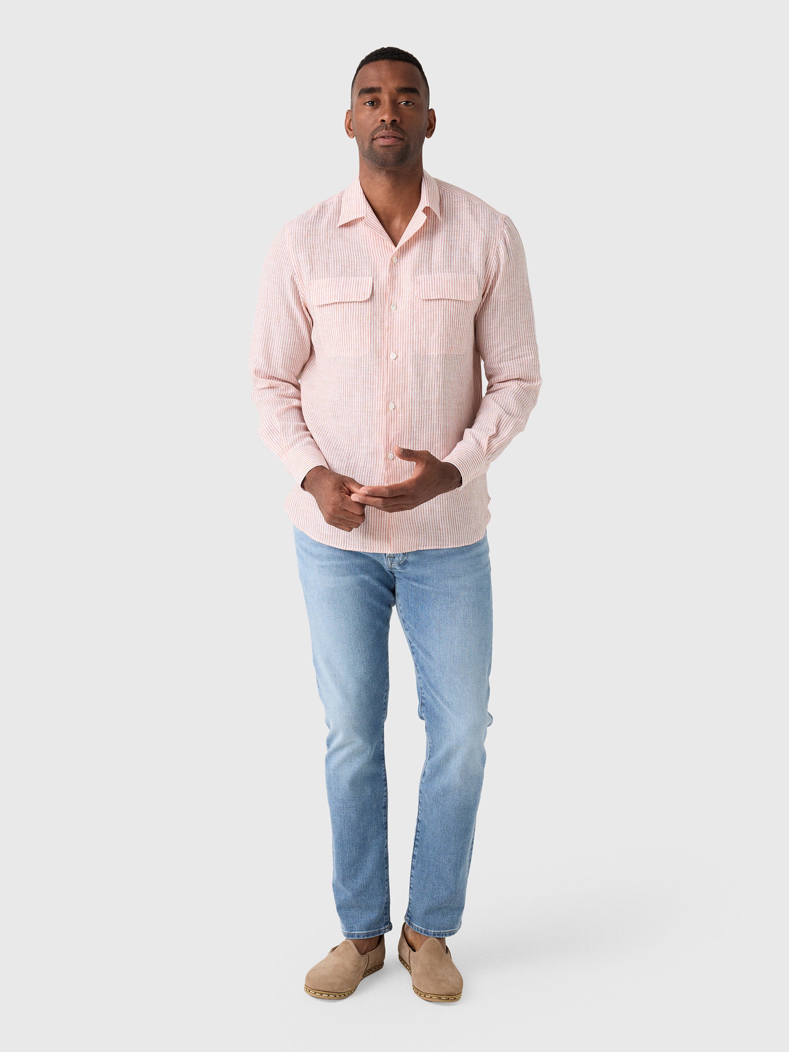 Mario Santangelo Men's Stripe Woven Camp Shirt - Saint Bernard