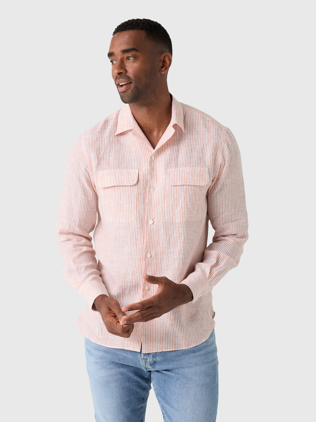 Mario Santangelo Men's Stripe Woven Camp Shirt - Saint Bernard
