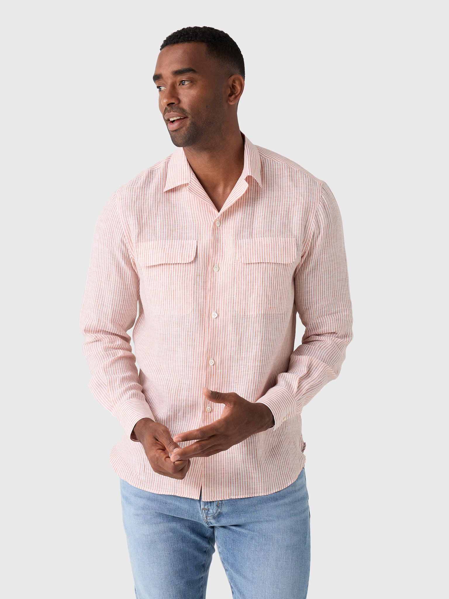 Mario Santangelo Men's Stripe Woven Camp Shirt - Saint Bernard