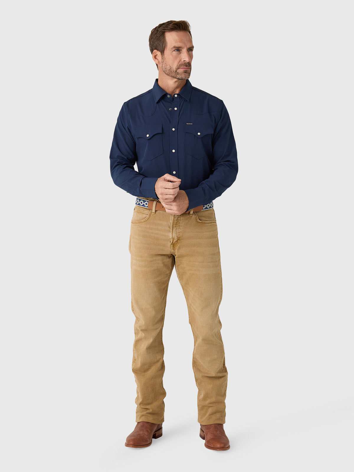 Tecovas Men's Performance Western Pearl Snap Shirt - Saint Bernard