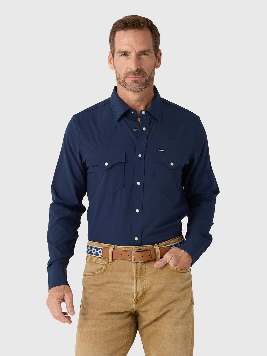 Tecovas Men's Performance Western Pearl Snap Shirt - Saint Bernard