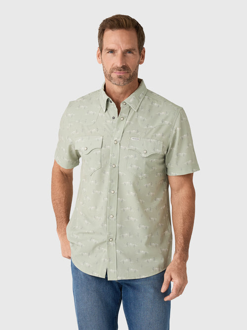 Tecovas Men's Performance Western Short Sleeve Pearl Snap Shirt