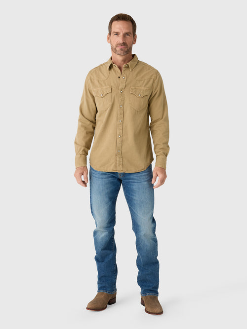 Tecovas Men's Denim Long Sleeve Pearl Snap Shirt