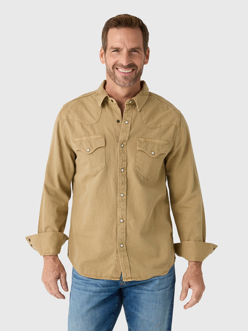 Tecovas Men's Denim Long Sleeve Pearl Snap Shirt
