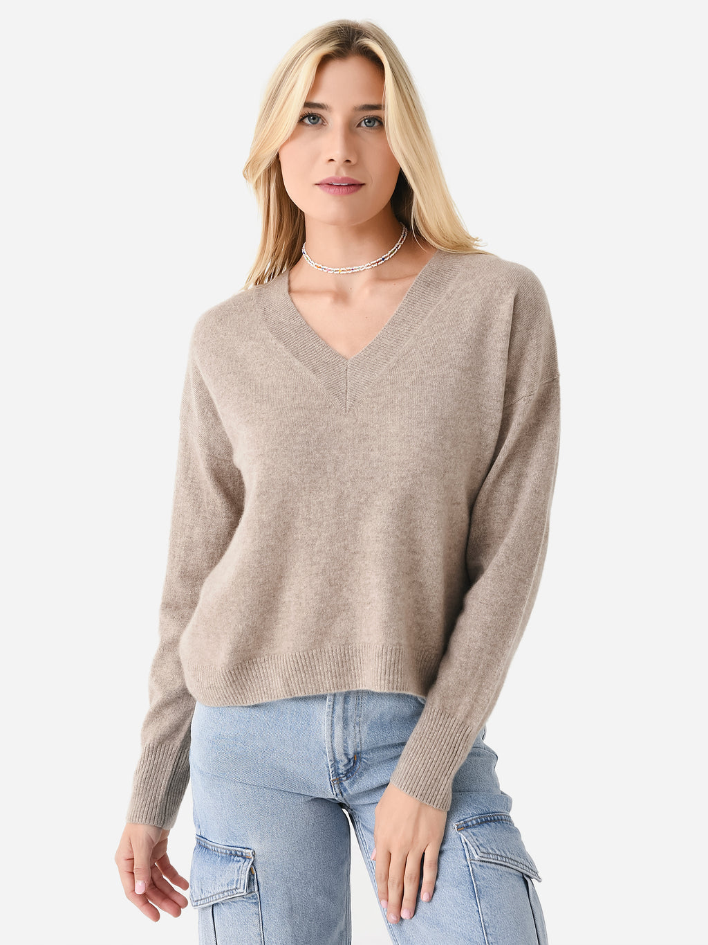 Eche Women's Cashmere V-Neck Sweater - Saint Bernard