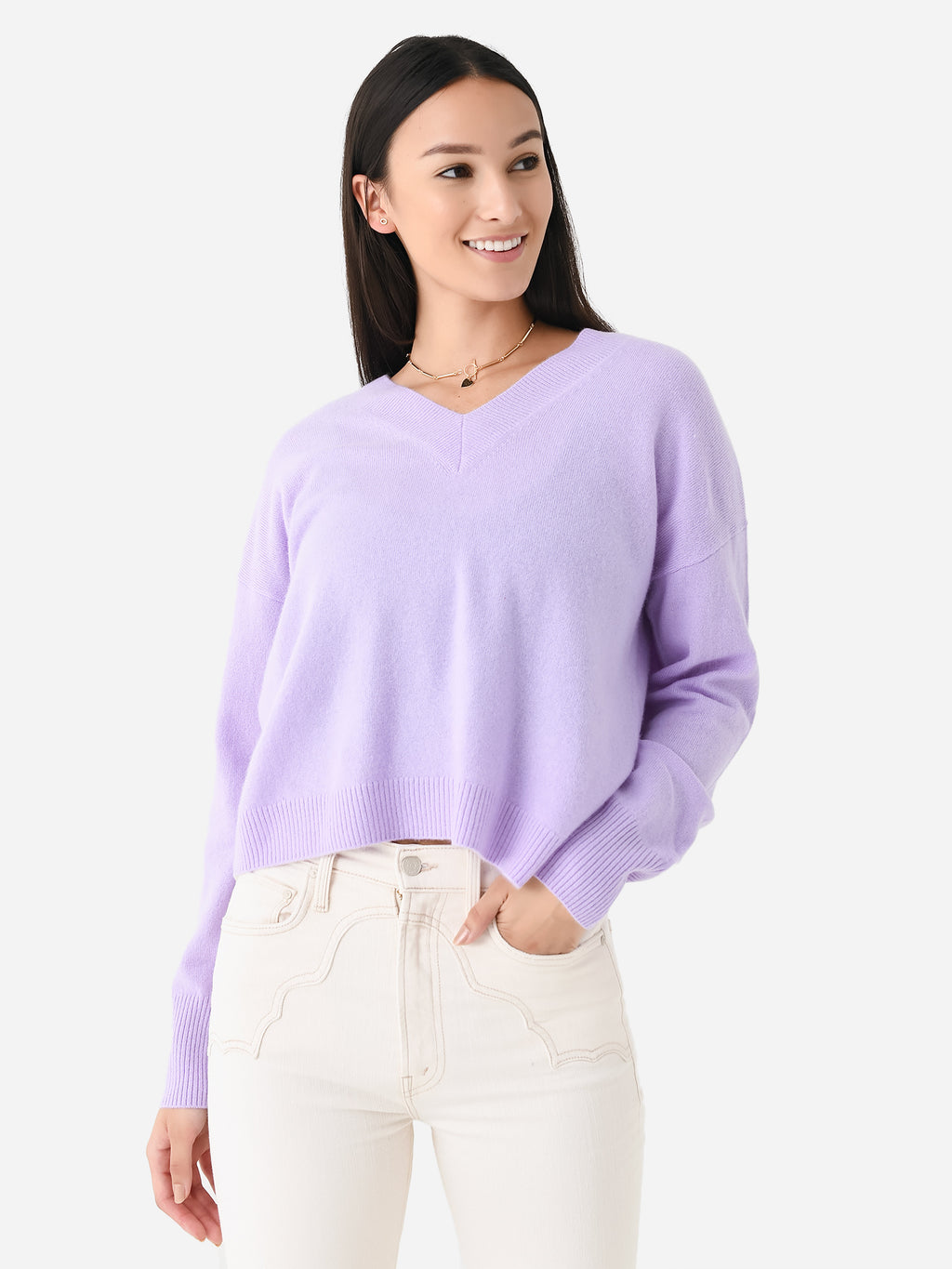 Eche Women's Cashmere V-Neck Sweater - Saint Bernard