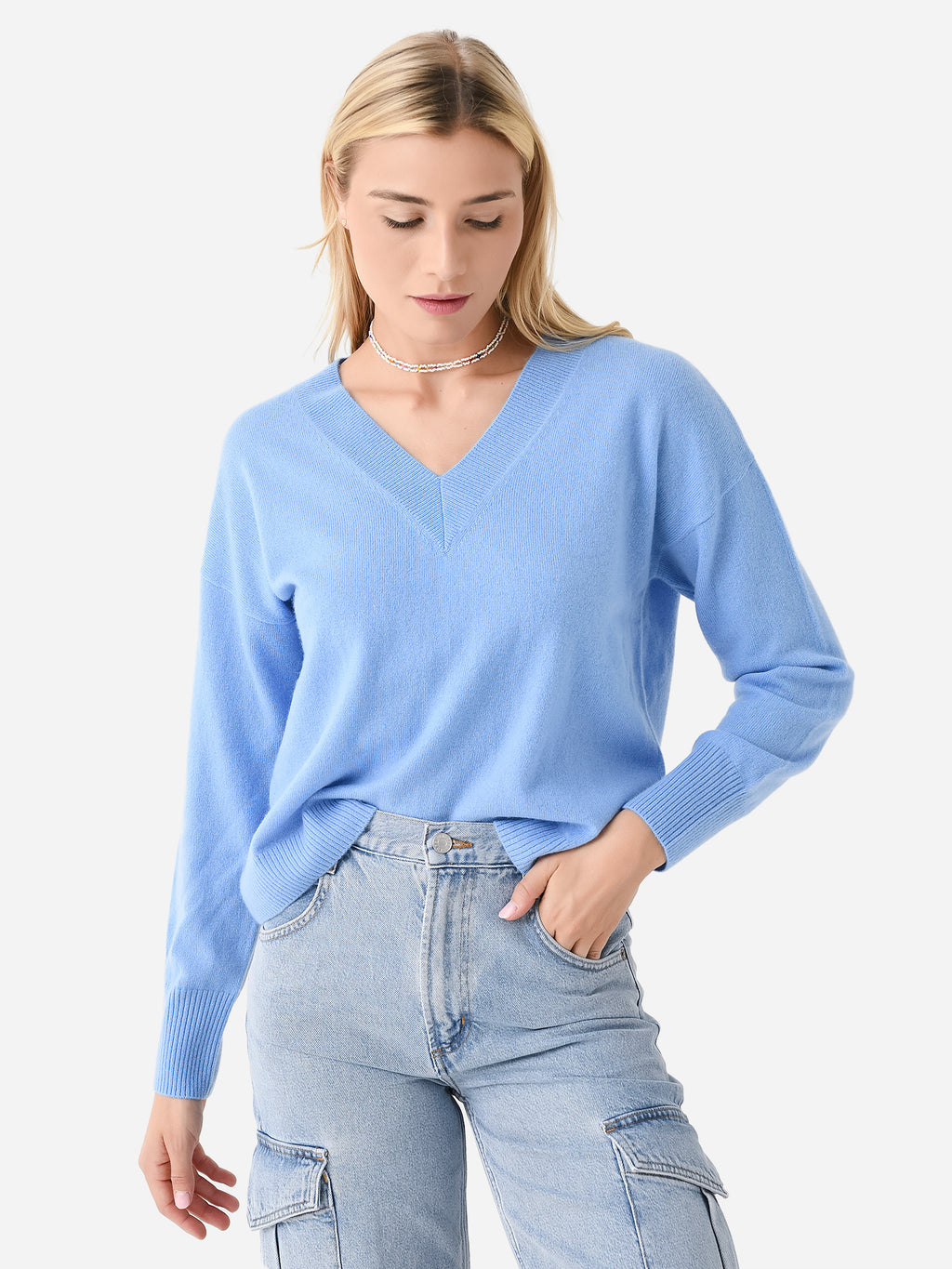 Eche Women's Cashmere V-Neck Sweater - Saint Bernard
