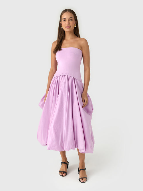 Simkhai Women's Izzy Strapless Taffeta Midi Dress