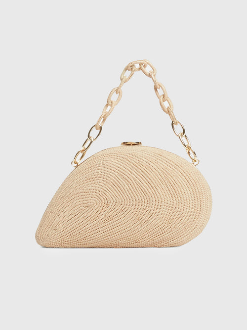 Simkhai Bridget Raffia Oyster Shell Clutch