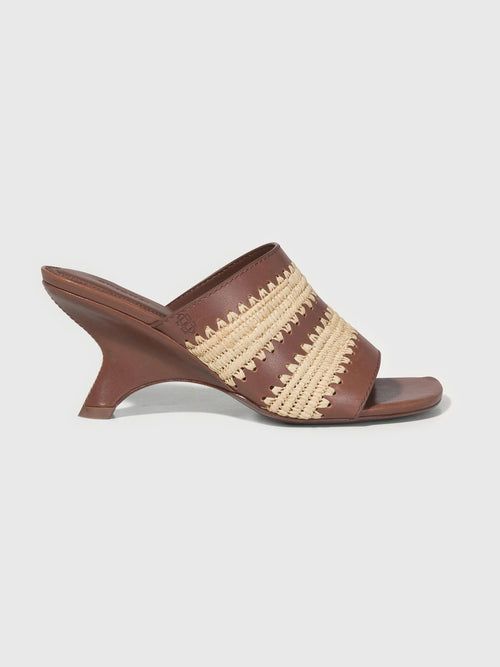 Simkhai Women's Shadow Mule Raffia Heel Sandal