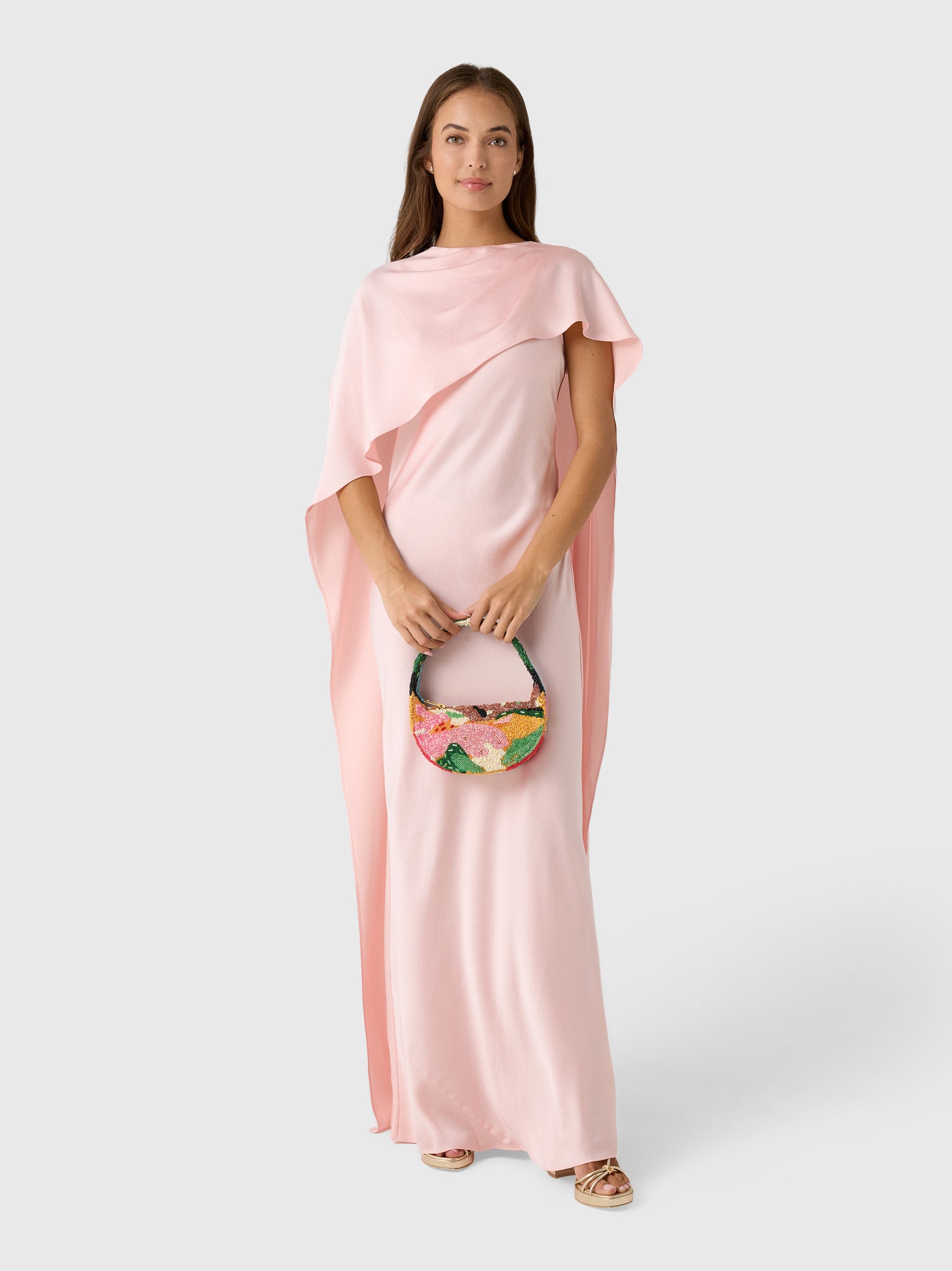Simkhai Women's Izel Satin Cape Gown - Saint Bernard