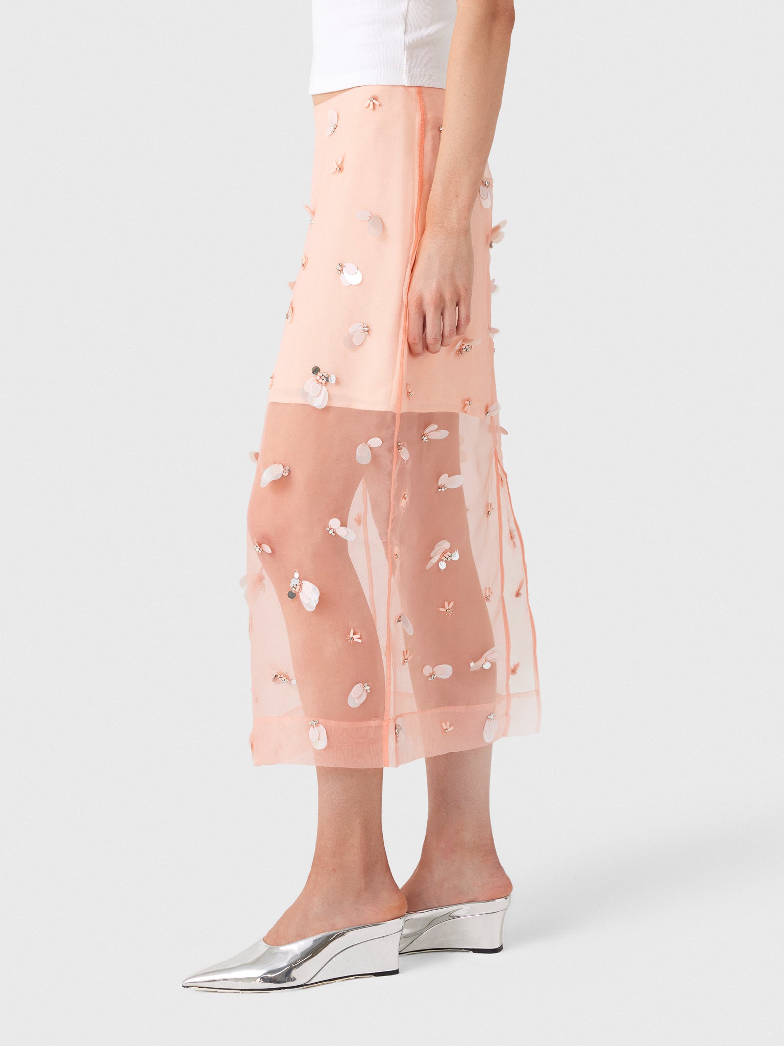 Simkhai Women's Delilah Embellished Organza Midi Skirt - Saint Bernard