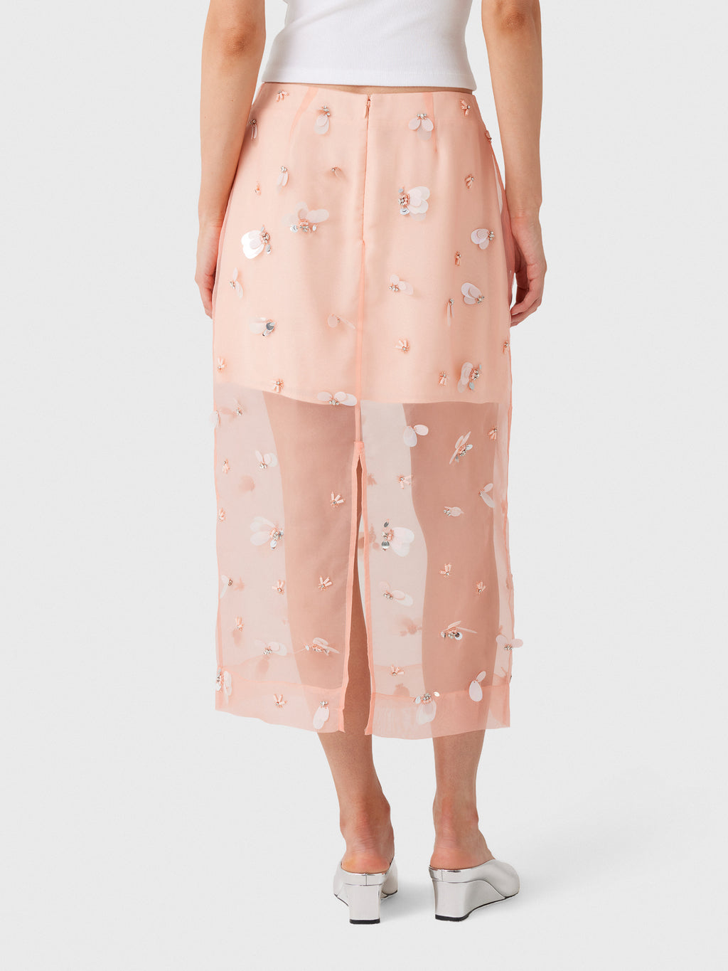 Simkhai Women's Delilah Embellished Organza Midi Skirt