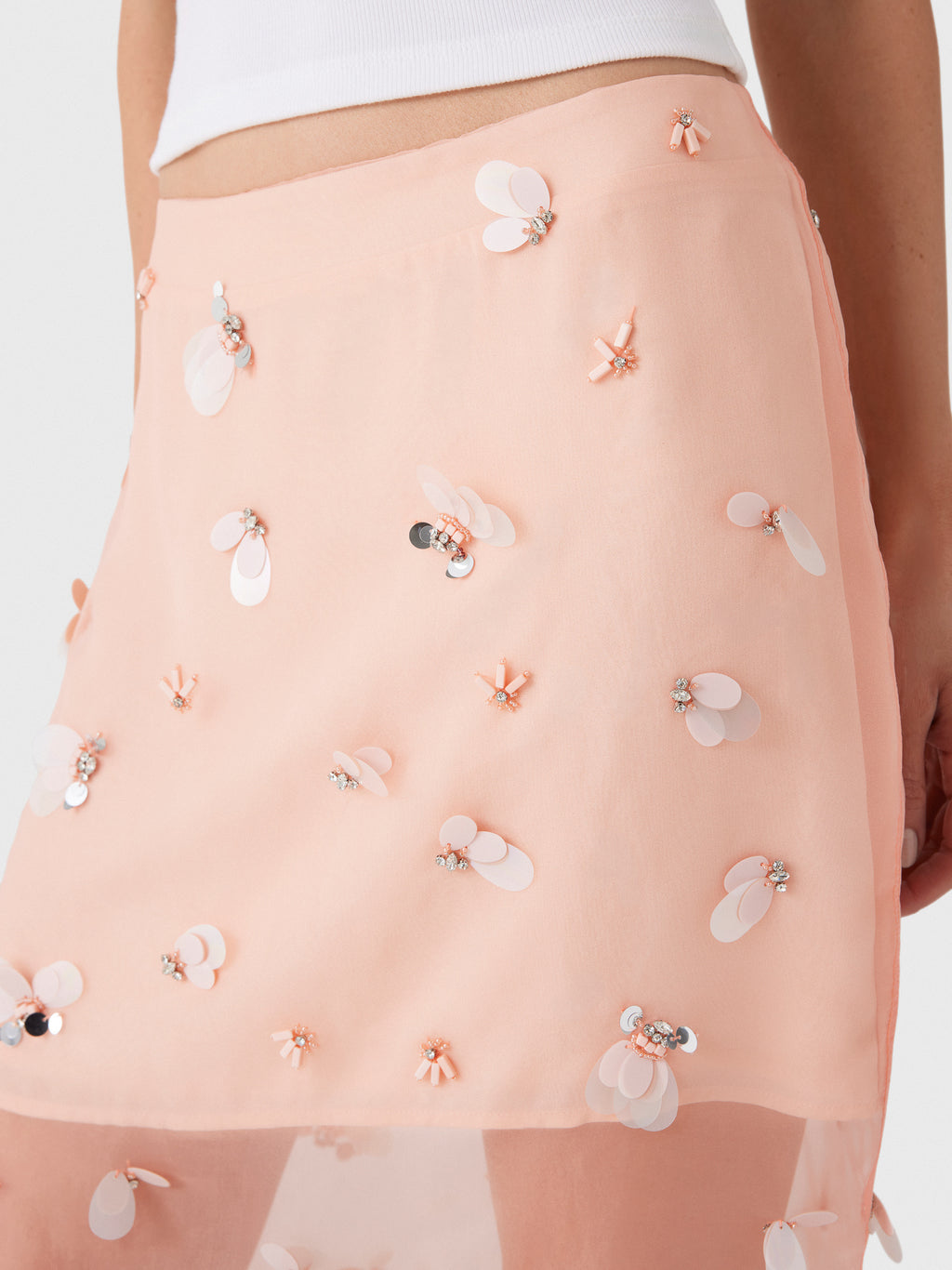 Simkhai Women's Delilah Embellished Organza Midi Skirt
