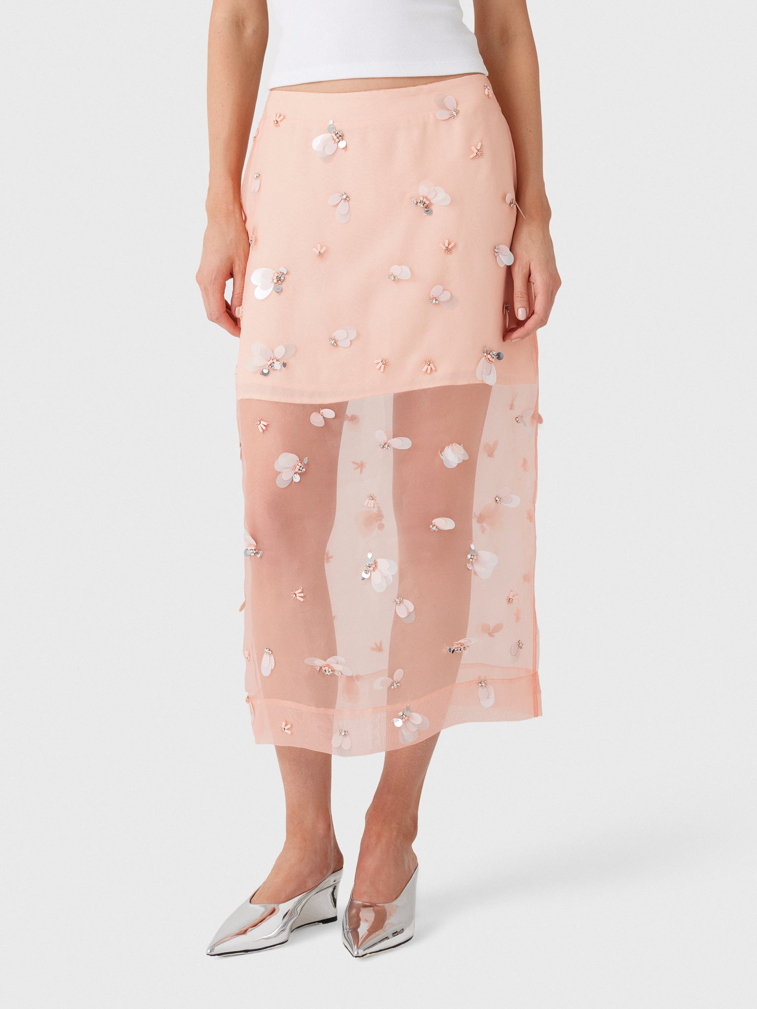Simkhai Women's Delilah Embellished Organza Midi Skirt
