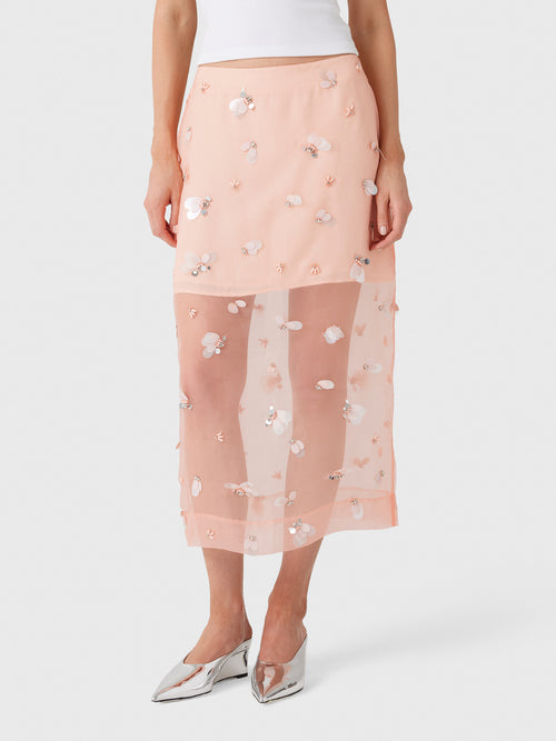 Simkhai Women's Delilah Embellished Organza Midi Skirt