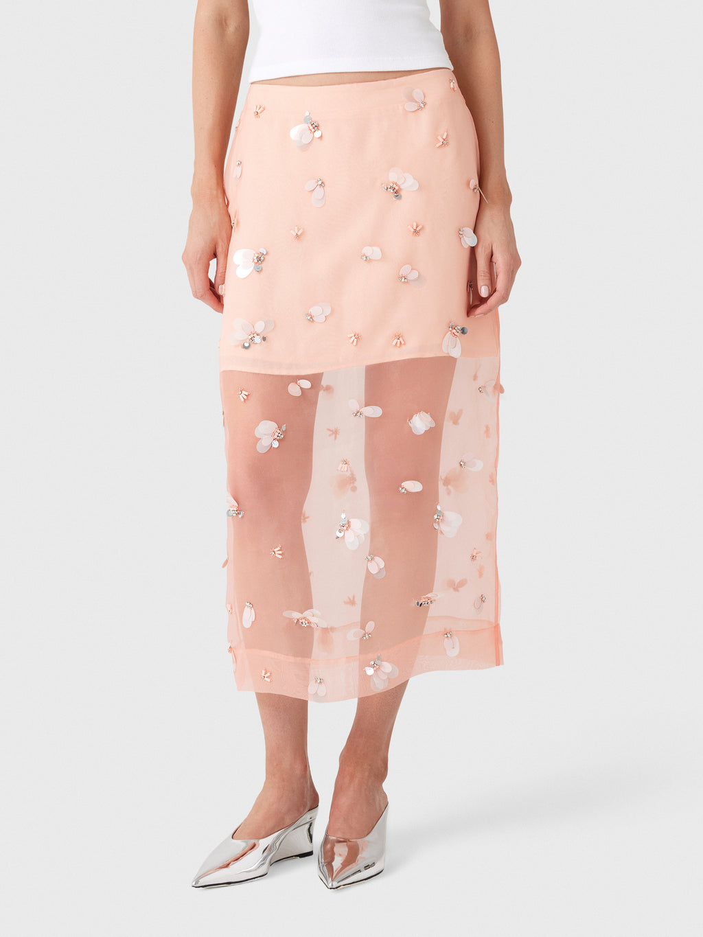 Simkhai Women's Delilah Embellished Organza Midi Skirt - Saint Bernard