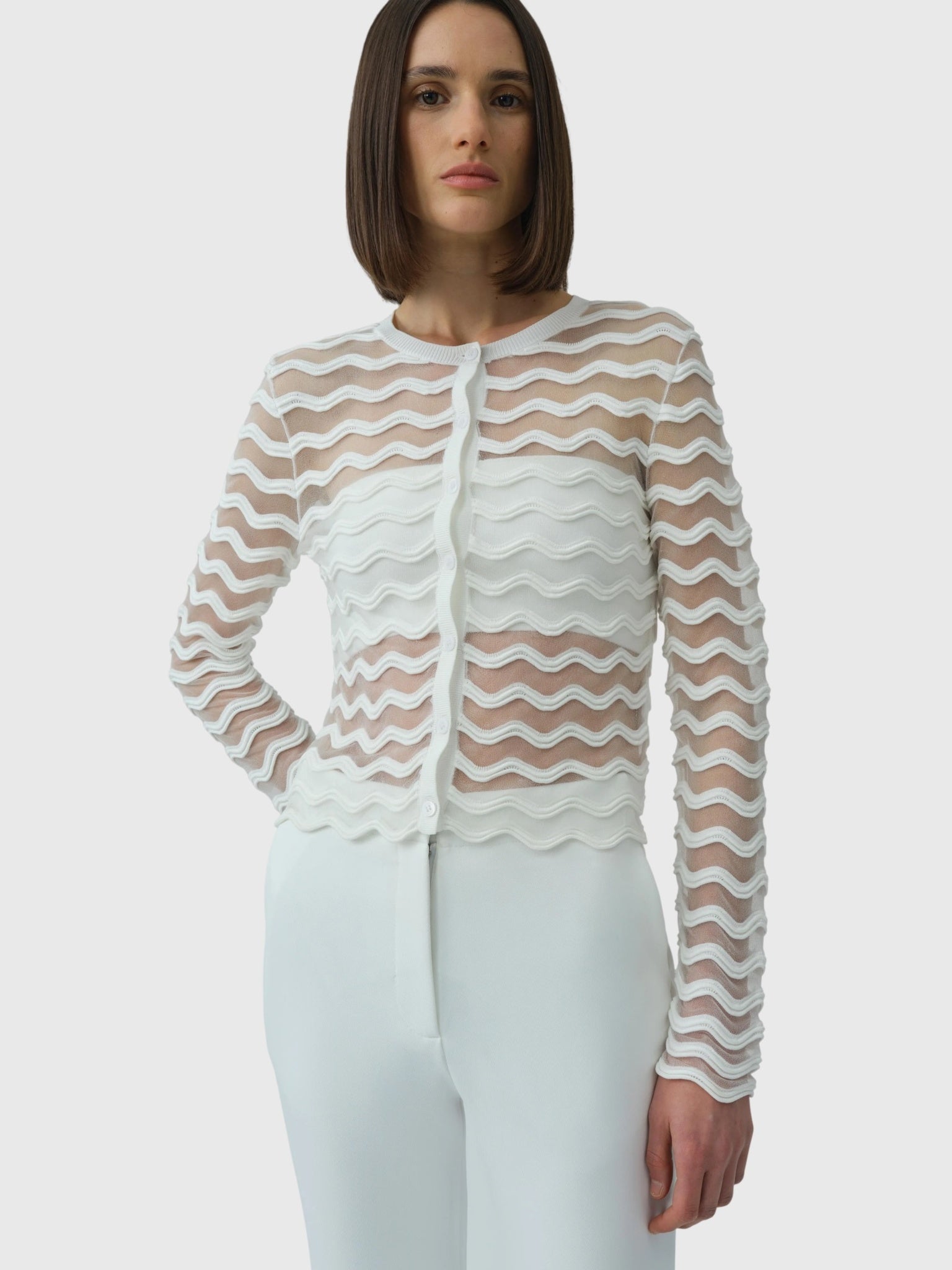 Simkhai Women's Maxime Wavy Knit Cardigan - Saint Bernard