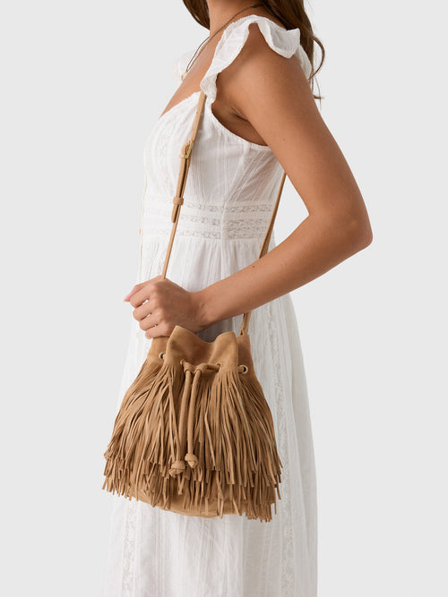 Simkhai Marena Suede Drawstring Crossbody Bag