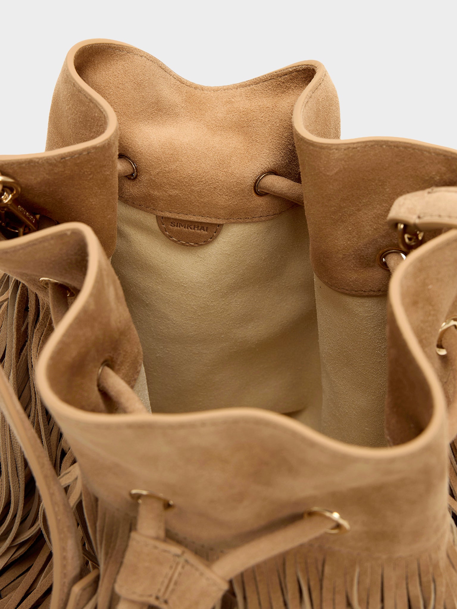 Simkhai Marena Suede Drawstring Crossbody Bag - Saint Bernard