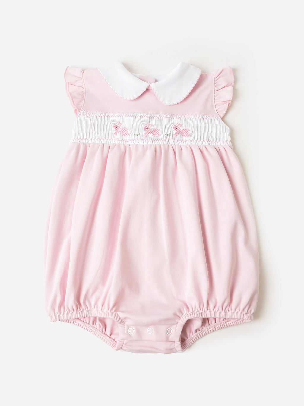Magnolia Baby Baby Girls' Pastel Bunny Classics Smocked Bubble - Saint Bernard