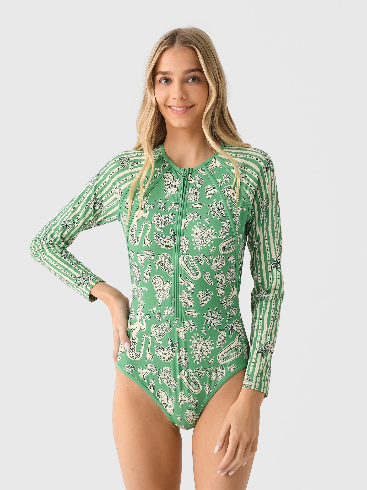 Alemais Women's Lula Long Sleeve One-Piece Swimsuit - Saint Bernard