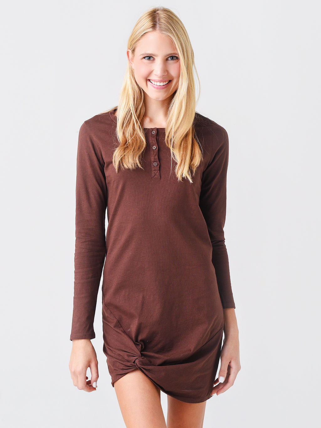 Stateside Women's Henley Twist Hem Mini Dress - Saint Bernard