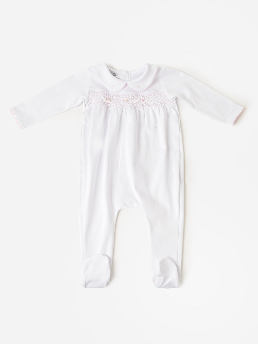 Magnolia Baby Baby Girls' Lily + Lucas Smocked Collared Footie - Saint Bernard