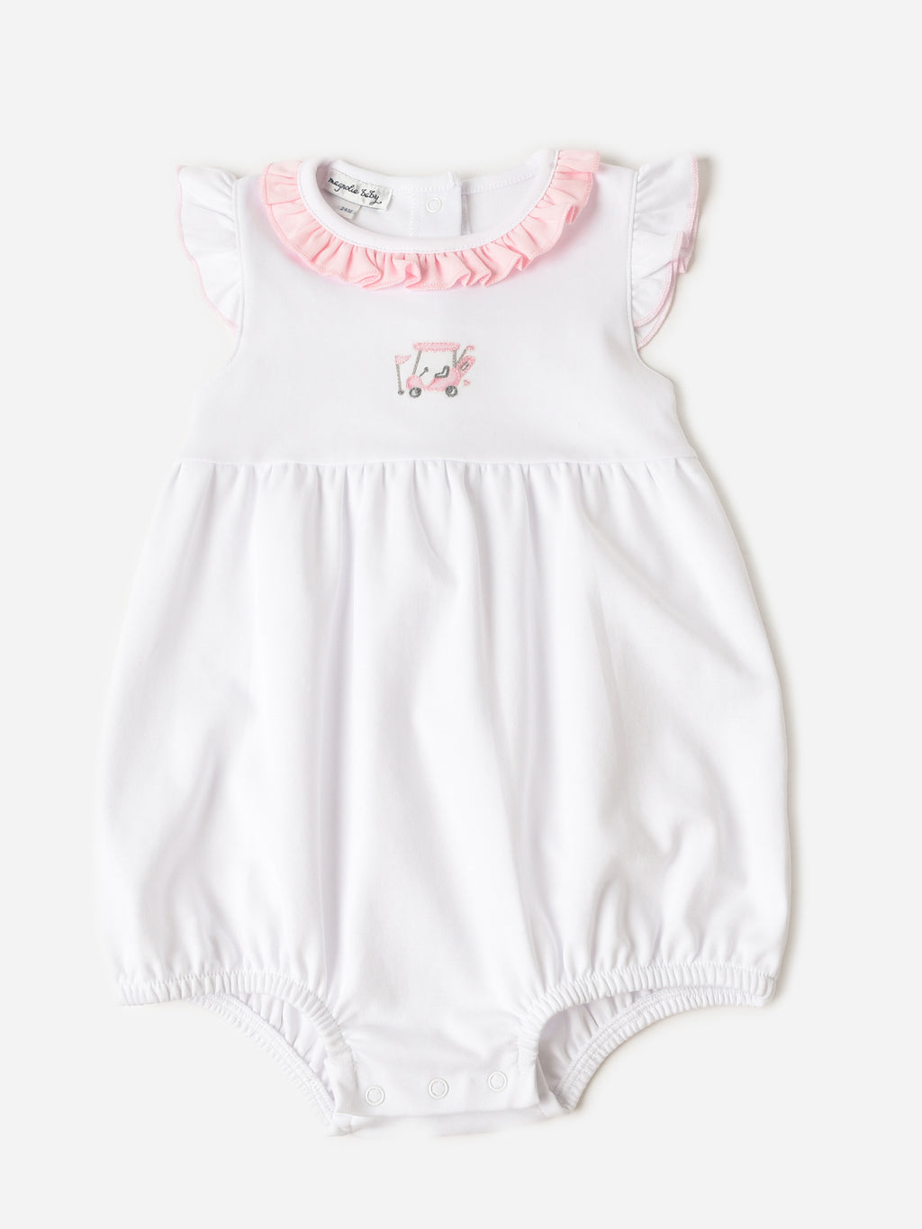 Magnolia Baby Baby Girls' Putting Around Embroidered Flutter Bubble - Saint Bernard