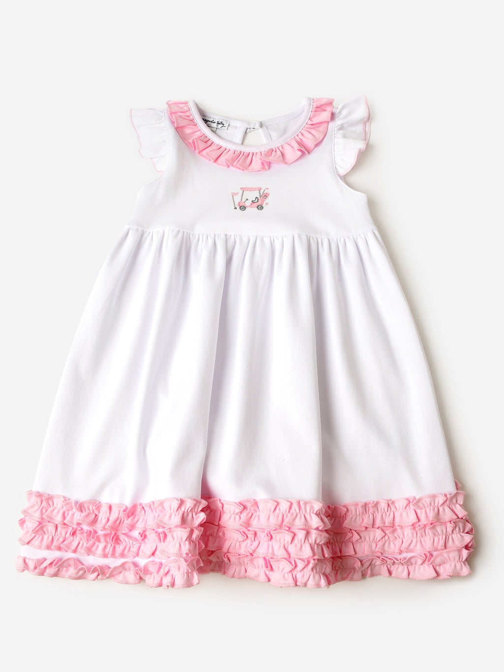 Magnolia Baby Girls' Putting Around Embroidered Flutter Dress - Saint Bernard