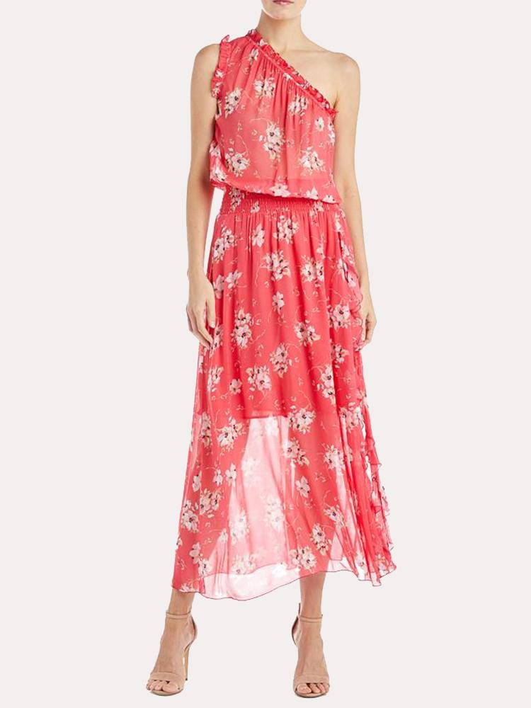 ML Monique Lhuillier Women's One Shoulder Printed Dress - Saint Bernard