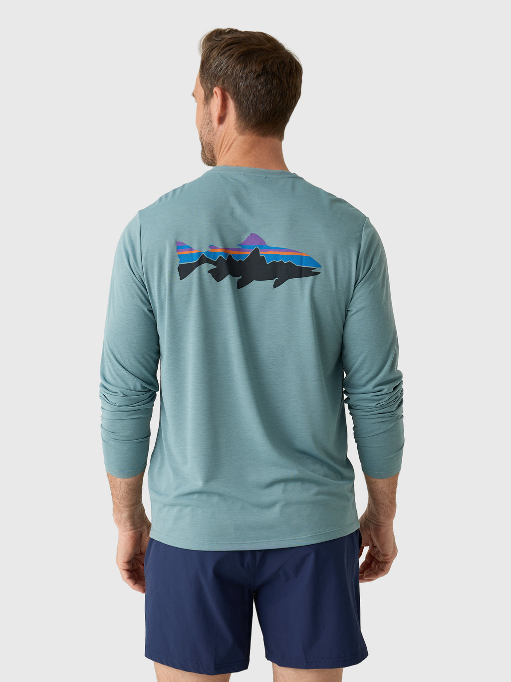 Patagonia Men's Fitz Roy Trout Long-Sleeve Capilene Cool Daily Shirt - Saint Bernard