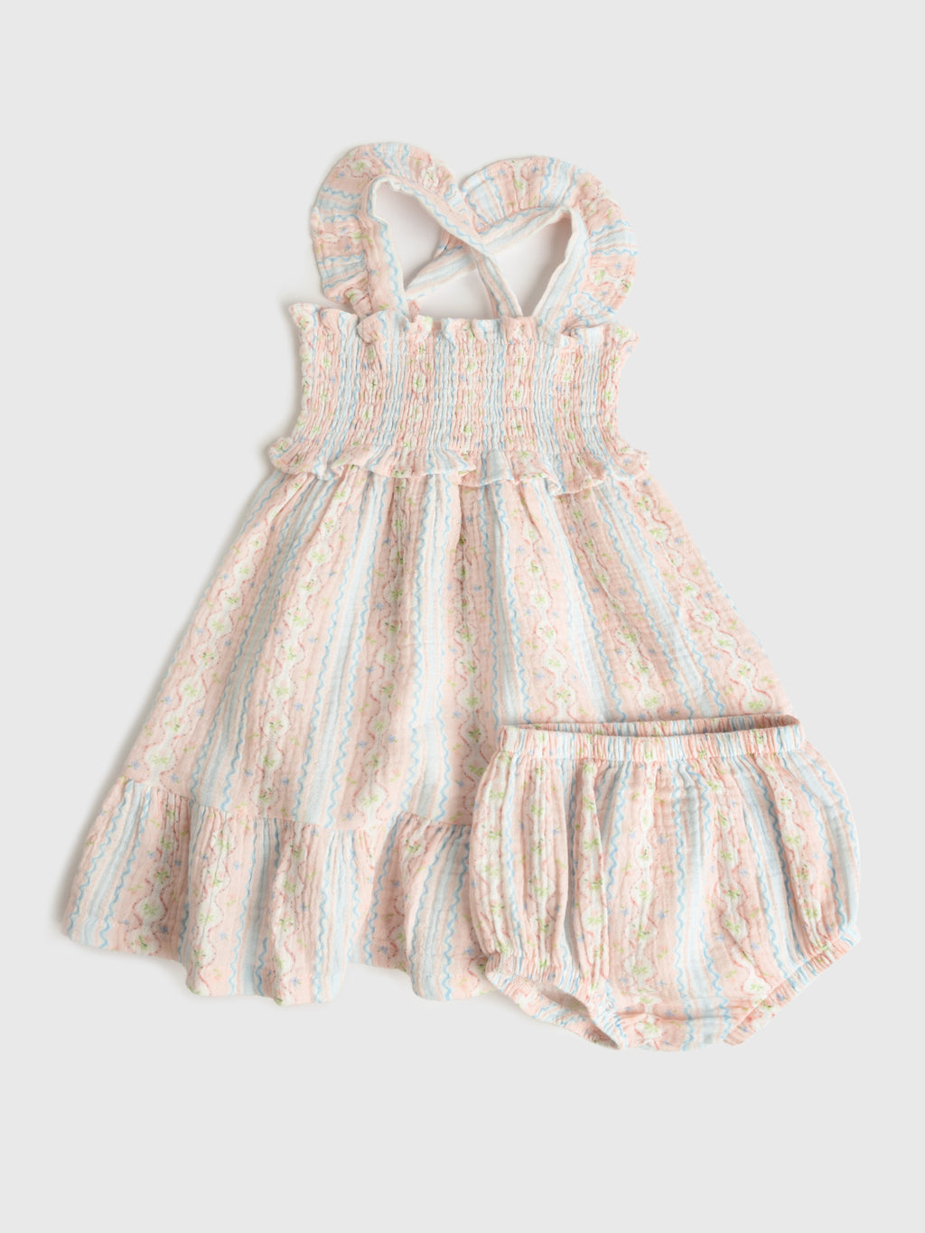 Angel Dear Baby Girls' Ogee Floral Smocked Sundress Set - Saint Bernard