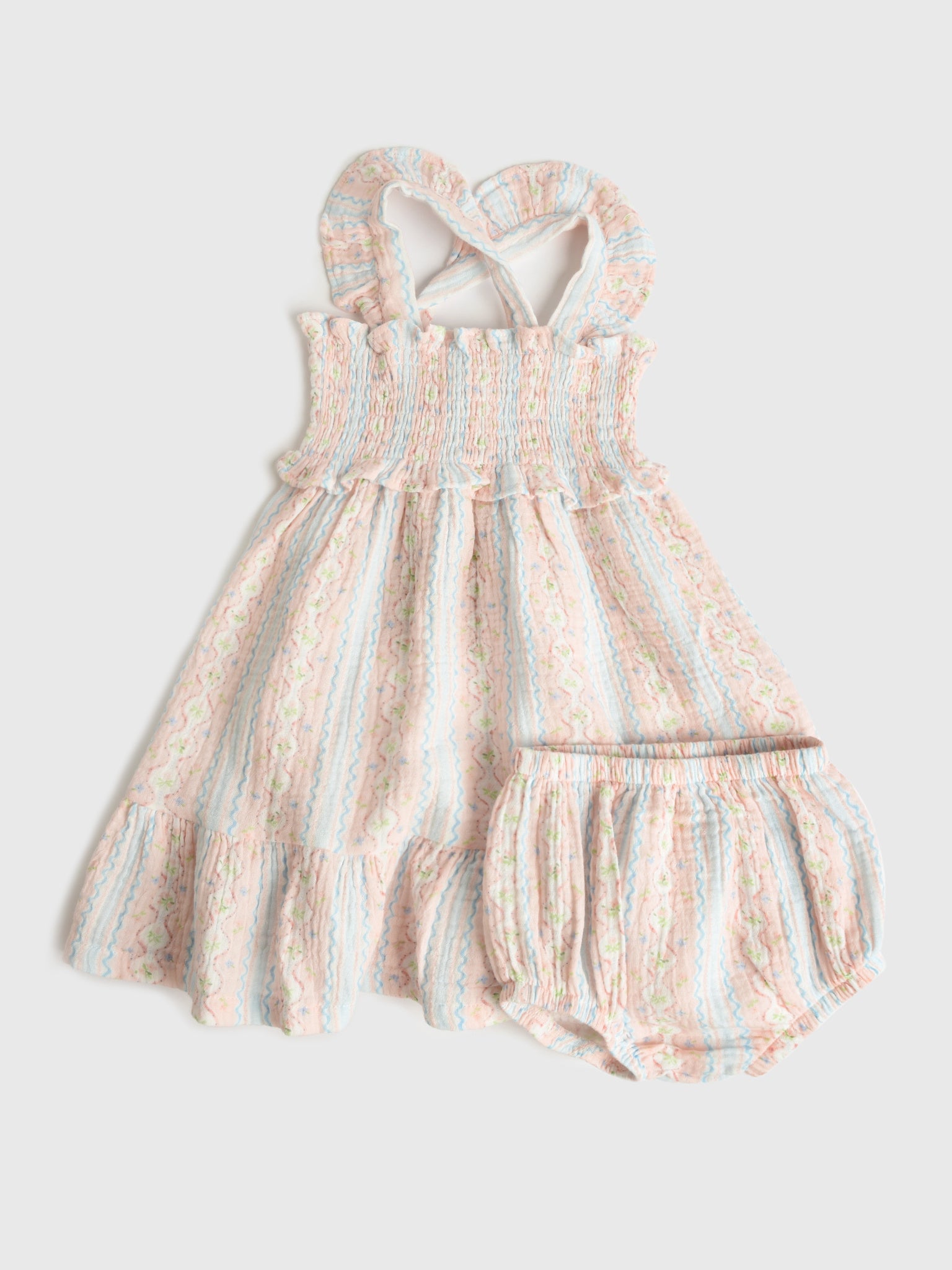 Angel Dear Baby Girls' Ogee Floral Smocked Sundress Set - Saint Bernard