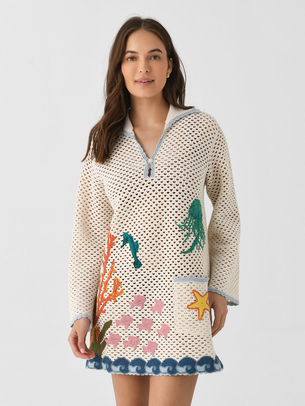 alemais splash mini dress ALMAIS Splash Crochet Cotton Mini Dress