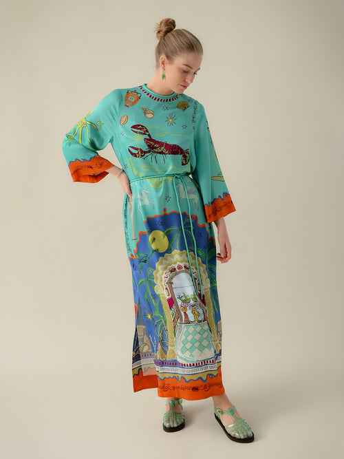 Alemais Women's Surrealist Summer Midi Silk Dress