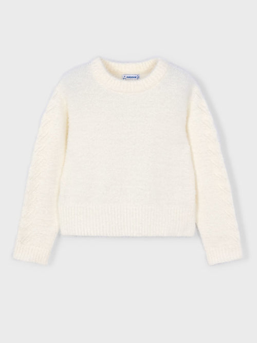 Mayoral Girls' Faux Fur Knit Sweater