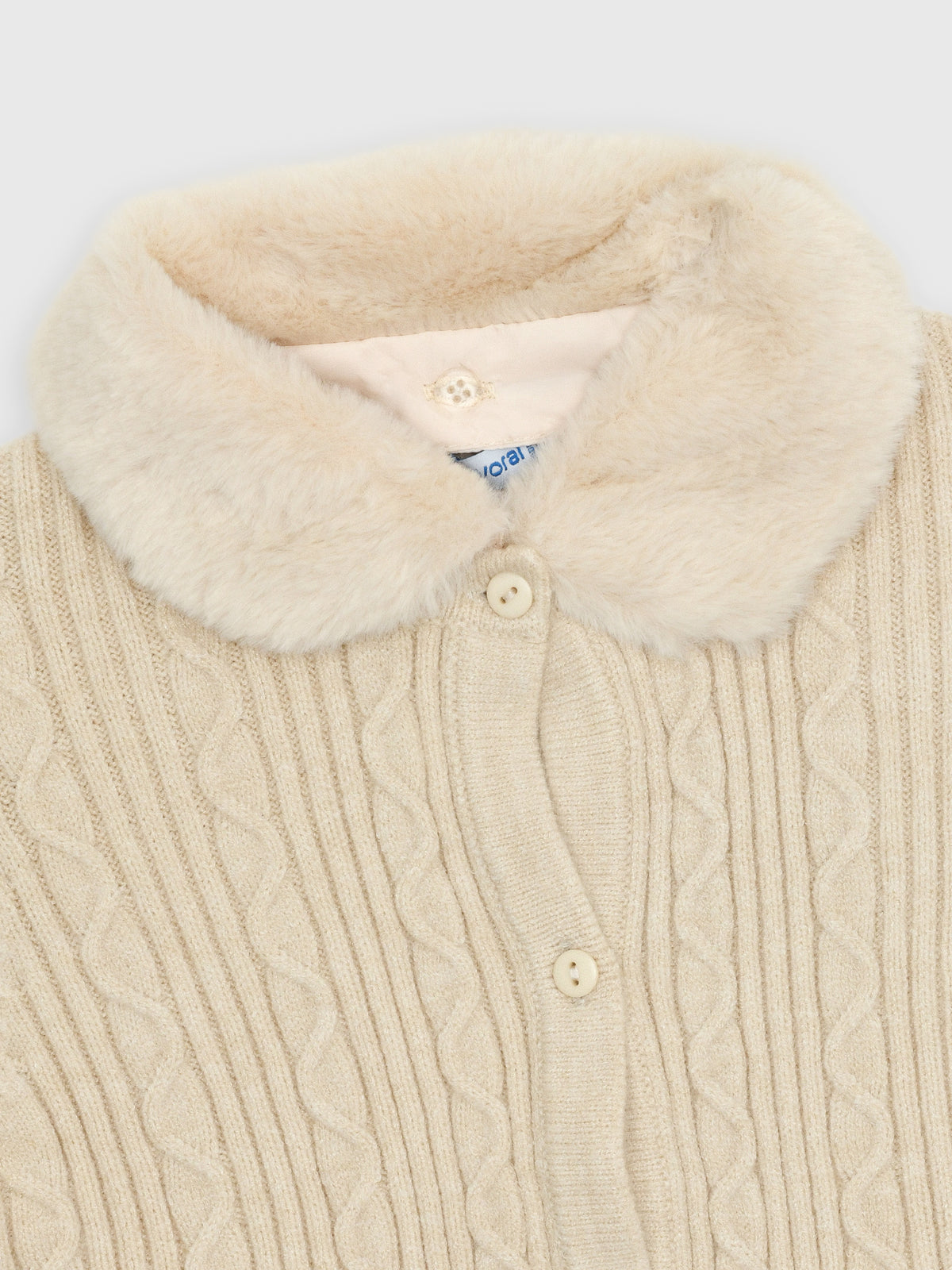 Mayoral Girls' Faux Fur Collar Cardigan - Saint Bernard