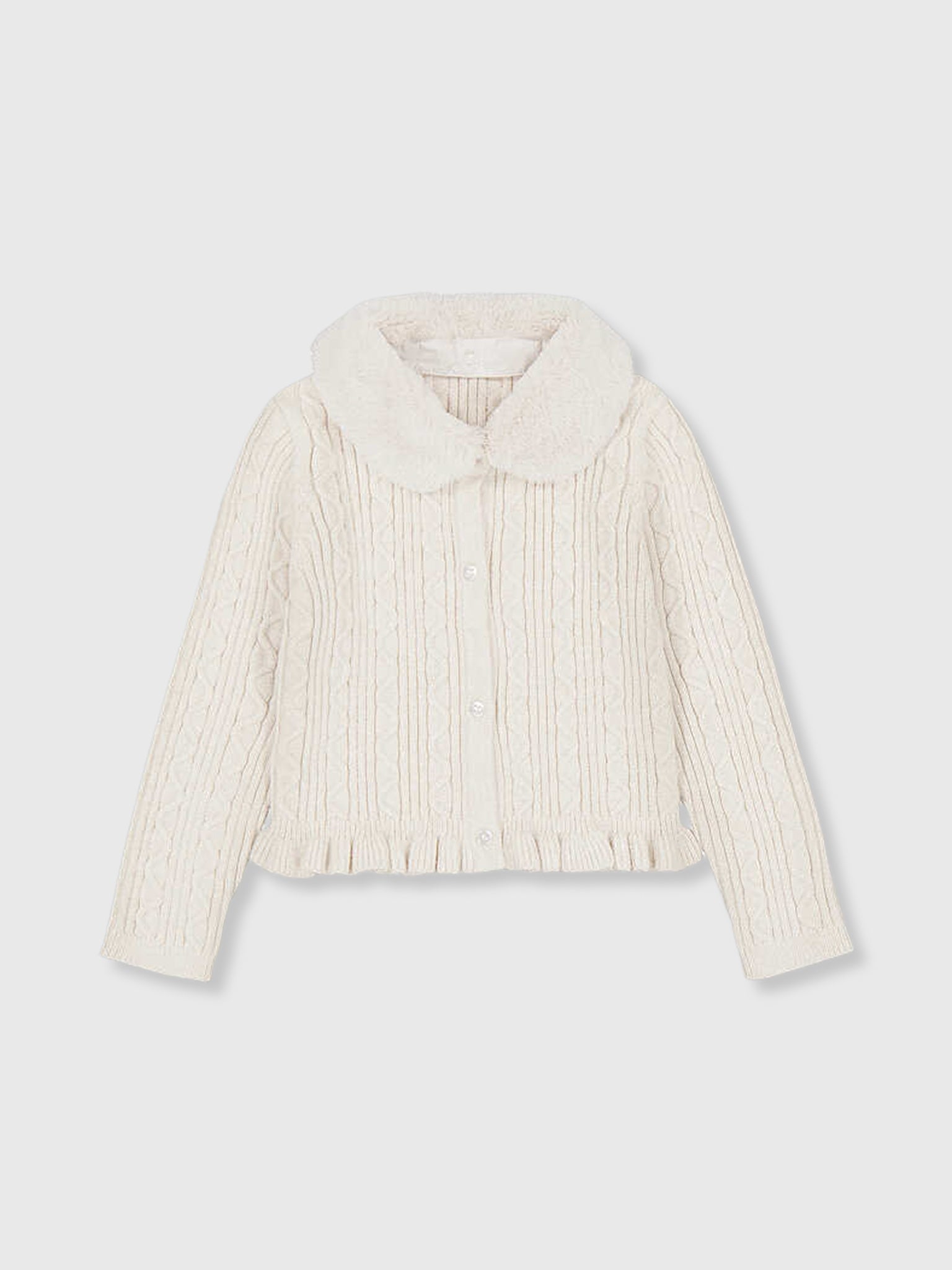 Mayoral Girls' Faux Fur Collar Cardigan - Saint Bernard