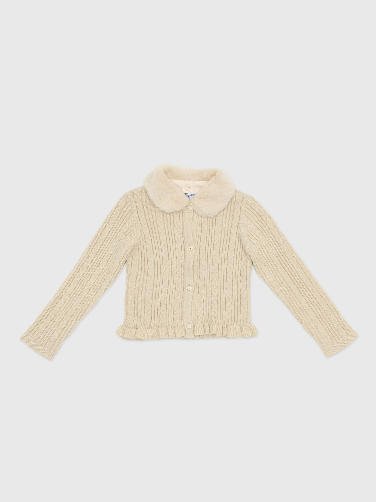 Mayoral Girls' Faux Fur Collar Cardigan - Saint Bernard