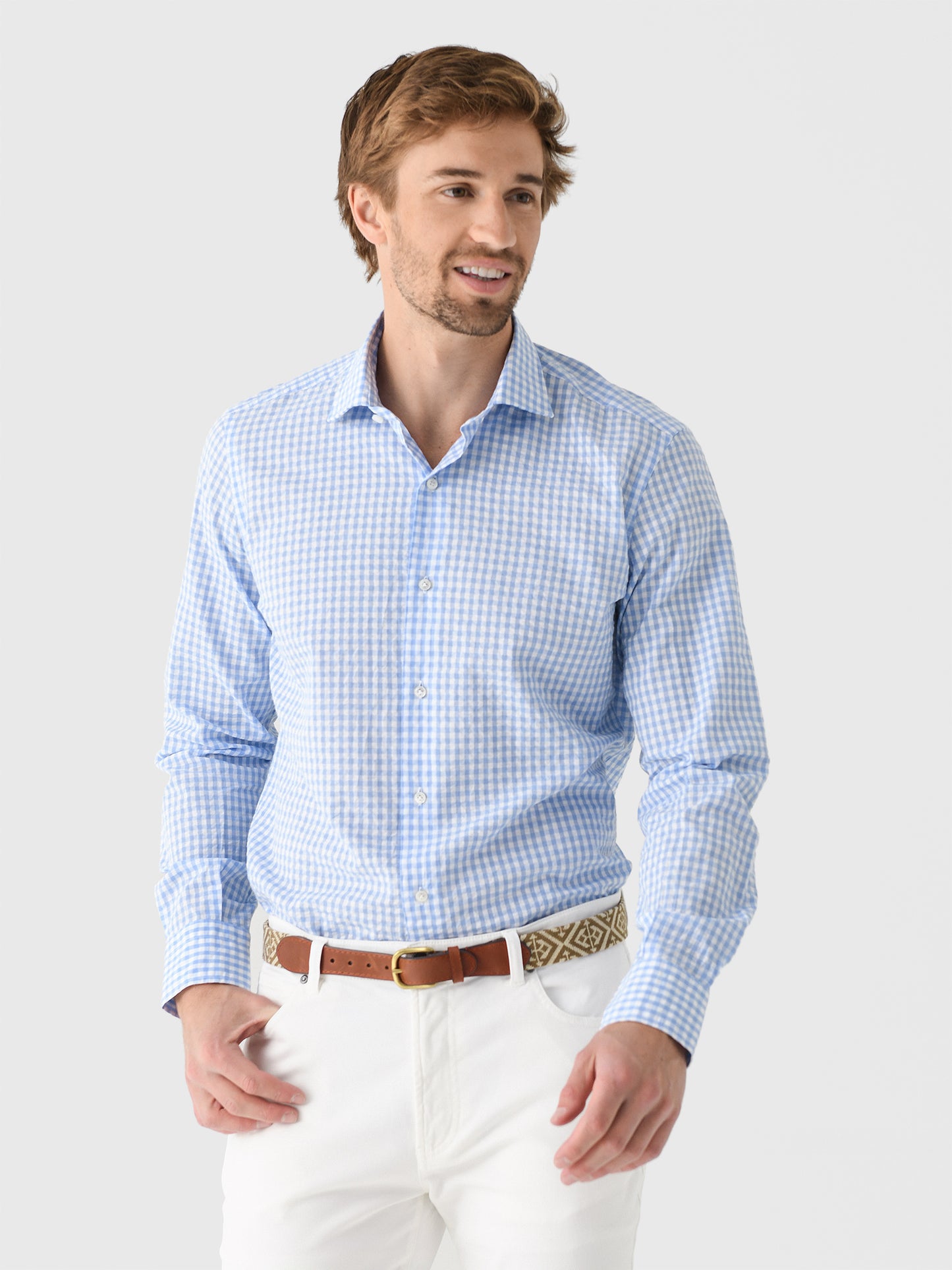 Maria Santangelo Men's Gingham Woven Shirt